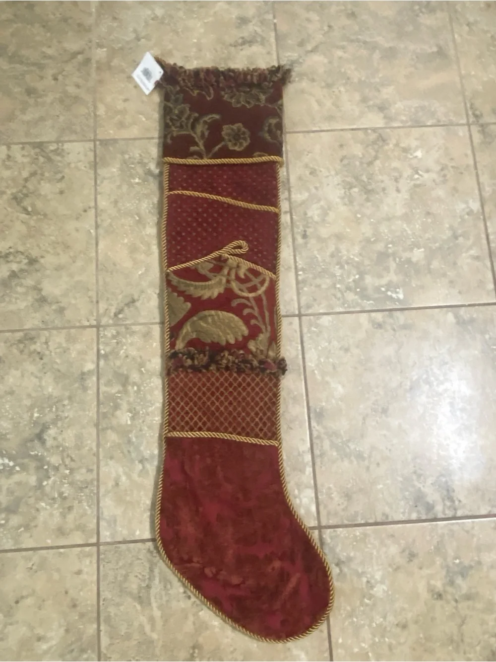Vintage C&F Enterprise 36”H Victorian Christmas 4 Pocket Velvet Stocking New